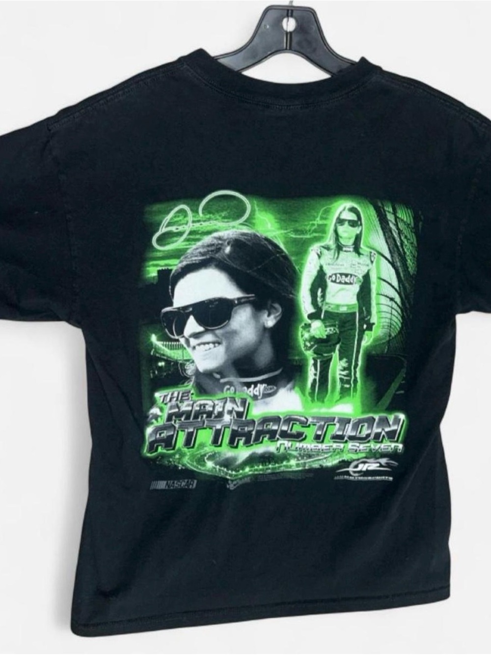 Nascar Black Tee with Neon Green Racing Graphic - Picture 4 of 5